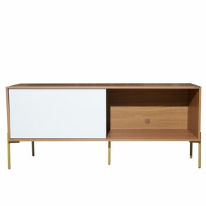 Rack Con Puerta Corrediza Freijo Blanquecino DALLA COSTA MDF