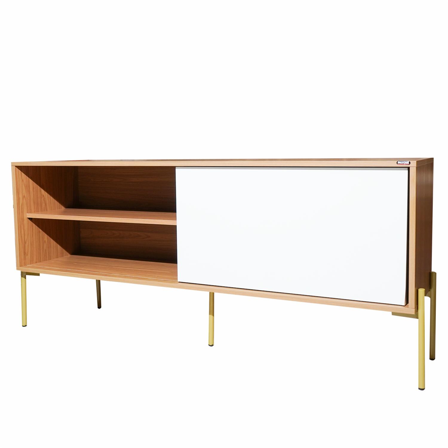 Rack De Tv Con Puerta Corrediza Freijo Blanquecino DALLA COSTA MDF