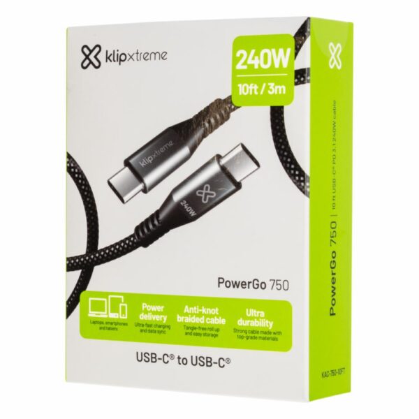 Cable De Carga Usb-C 240 W KLIPXTREME 3 M - Imagen 2