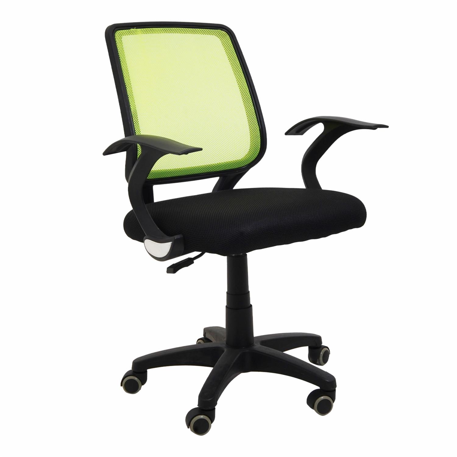 Silla De Oficina Negra Con Espaldar Verde FREE HOME Textil - Imagen 2