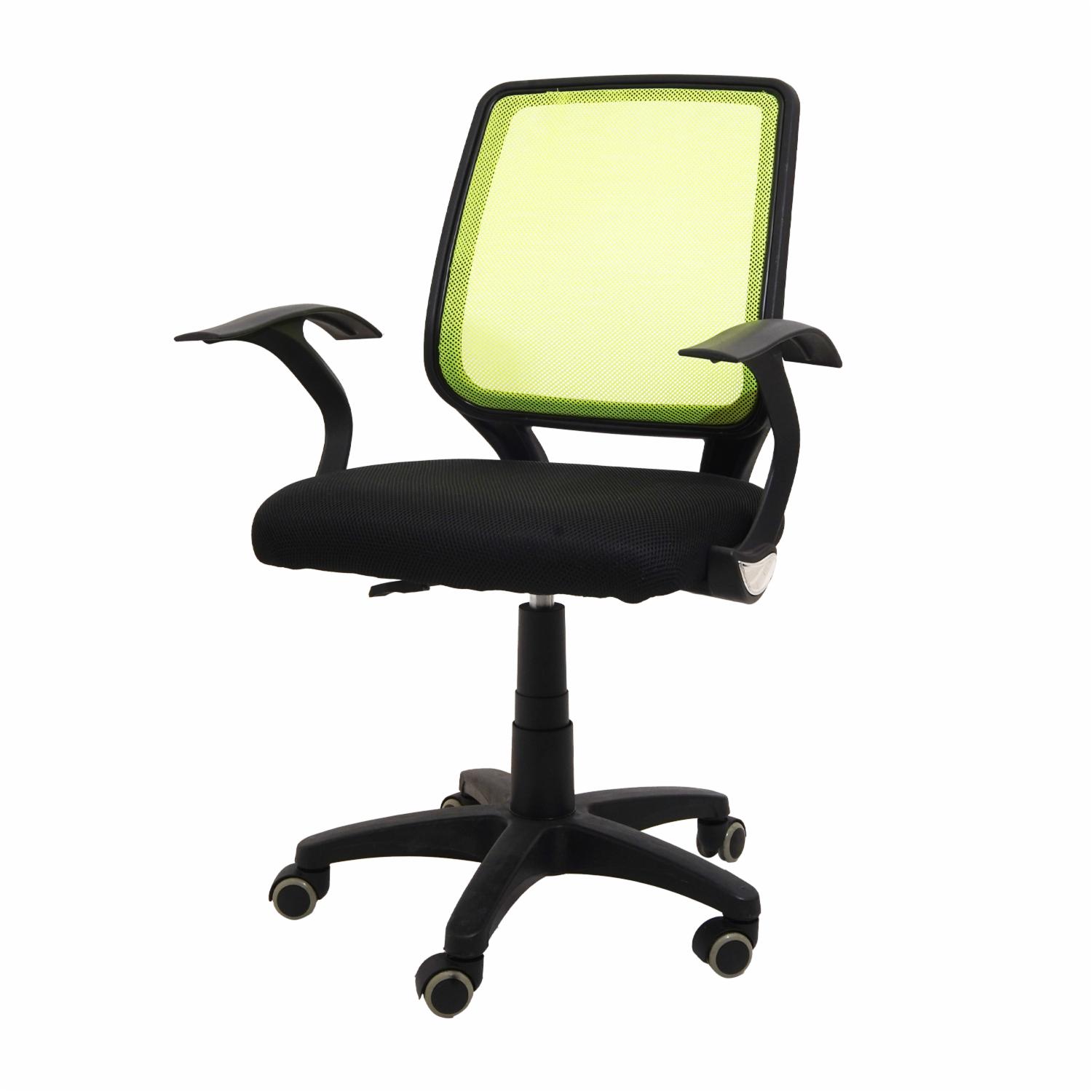 Silla De Oficina Negra Con Espaldar Verde FREE HOME Textil - Imagen 3