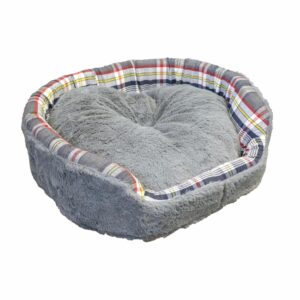 Cama Para Mascota Redonda Combinación Gris Escocés PETSTAR 38 X 36 X 12 Cm