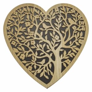 Cuadro Espejo Laser Corazon Tree FREE HOME 30 X 30CM