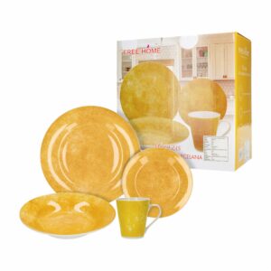 Vajilla Tie Dye Mostaza FREE HOME x 16 Piezas