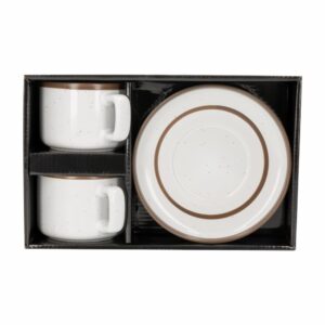 Set X2 Taza Y Plato Blanco Con Café KIC KARPERY 8 Oz