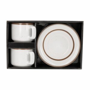 Set X2 Taza Y Plato Blanco Con Café KIC KARPERY 8 Oz