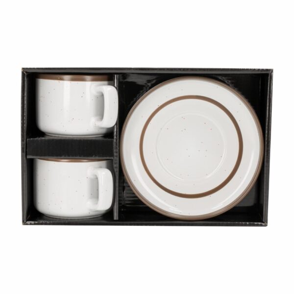 Set X2 Taza Y Plato Blanco Con Café KIC KARPERY 8 Oz