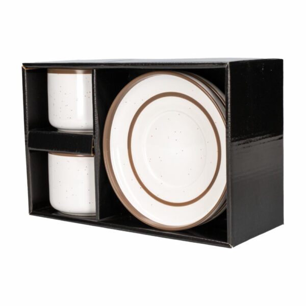 Set X2 Taza Y Plato Blanco Con Café KIC KARPERY 8 Oz - Imagen 2