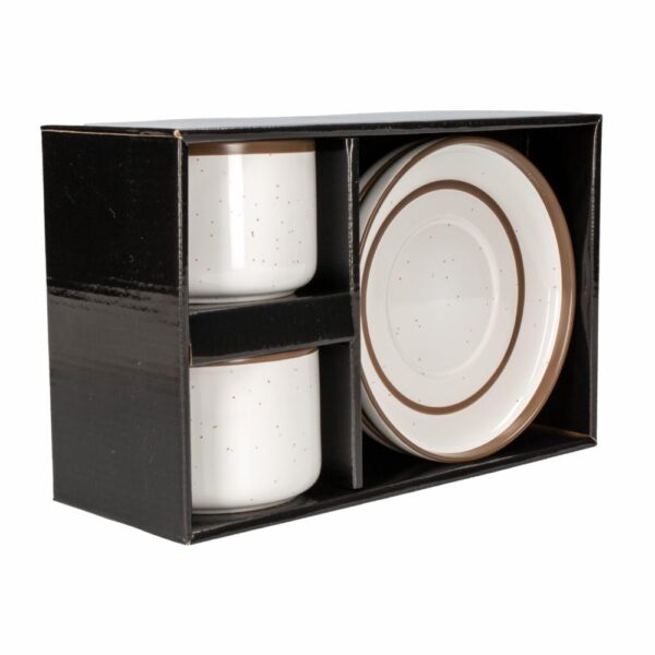 Set X2 Taza Y Plato Blanco Con Café KIC KARPERY 8 Oz - Imagen 3