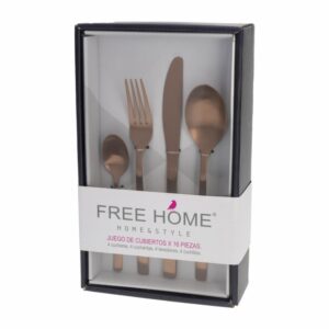 Set De Cubiertos Cobre Mate Diseño Kane FREE HOME 16 Piezas