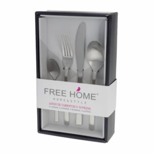 Set De Cubiertos Plata Mate Diseño Kane FREE HOME 16 Piezas