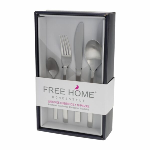 Set De Cubiertos Plata Mate Diseño Kane FREE HOME 16 Piezas