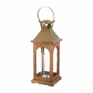 Farol Decorativo De Madera Y Metal Abierto FREE HOME 37 Cm