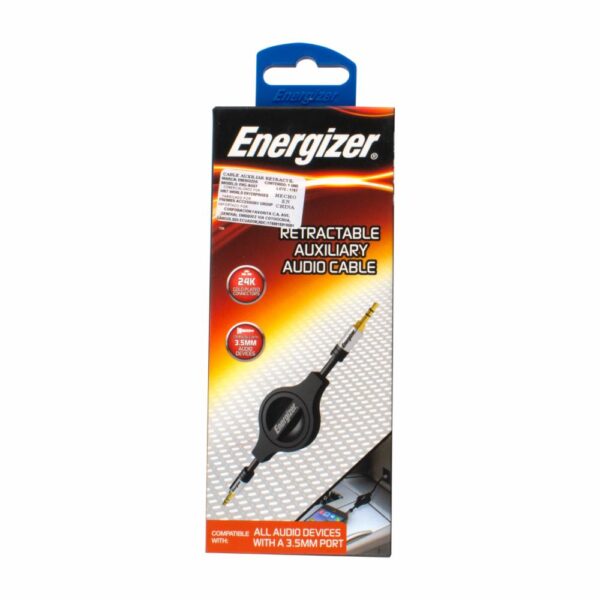 Cable Auxiliar Retráctil Compatible Con Todos Los Dispositivos 3.5 MM ENERGIZER Unidad - Imagen 2