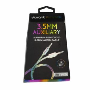 Cable Auxiliar 3.5 mm Reforzado Con Aluminio Color Arcoíris PREMIER 1 M