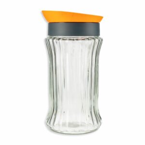 Frasco De Vidrio Calado Rayas Con Tapa Color Naranja HEREVIN Unidad