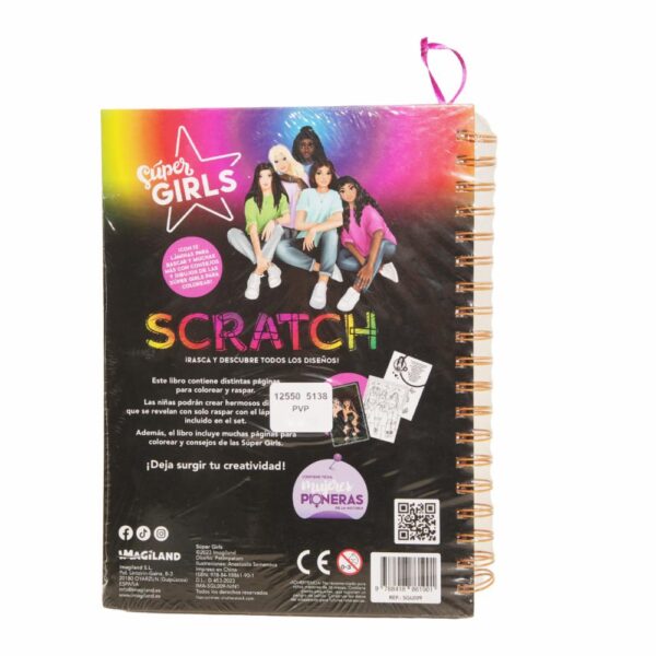 Libro Super Girls Neon Scratch Art IMAGILAND 44 Páginas - Imagen 2