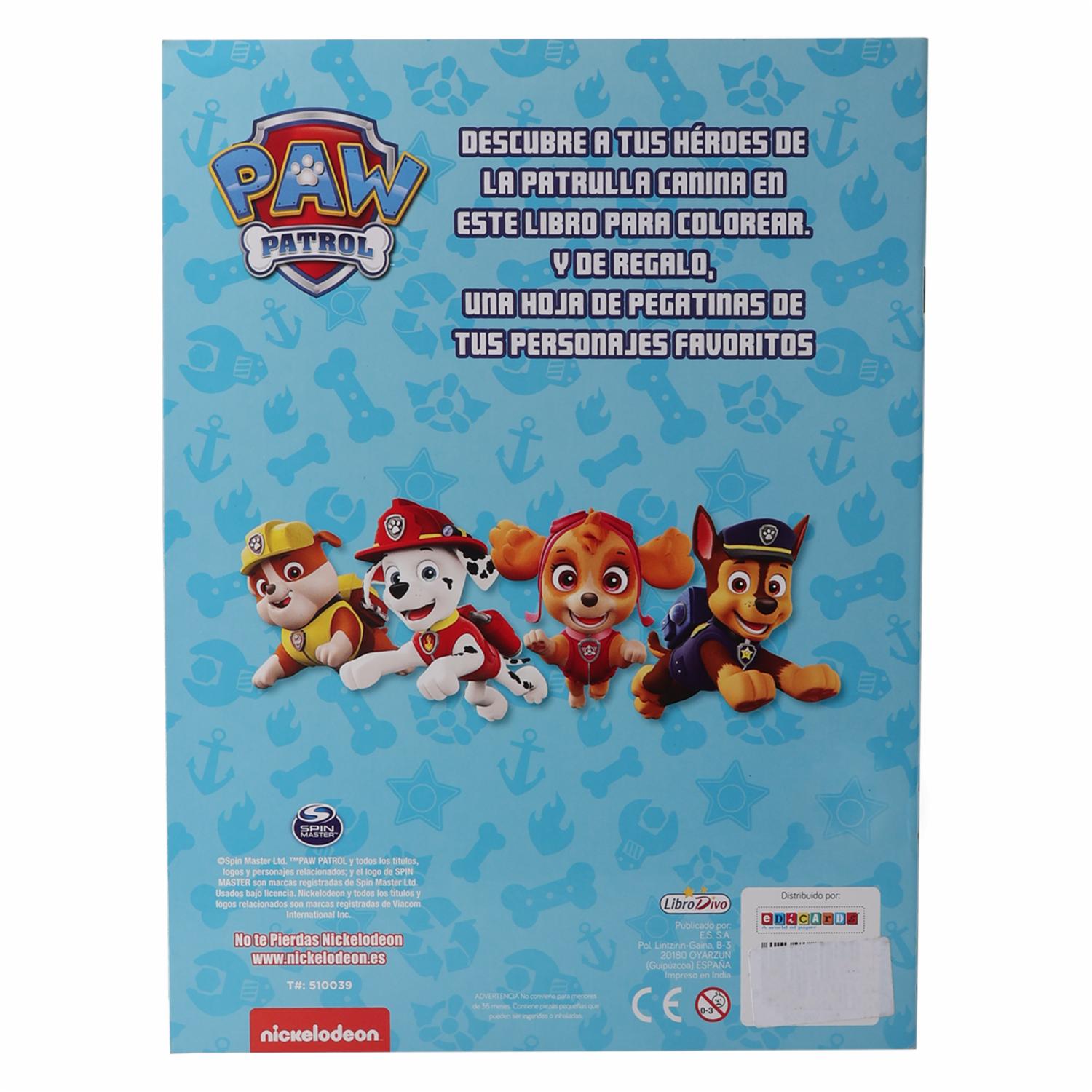 Libro Paw Patrol Color Con Pegatinas Pasta Azul LIBRO DIVO 15 Páginas - Imagen 2