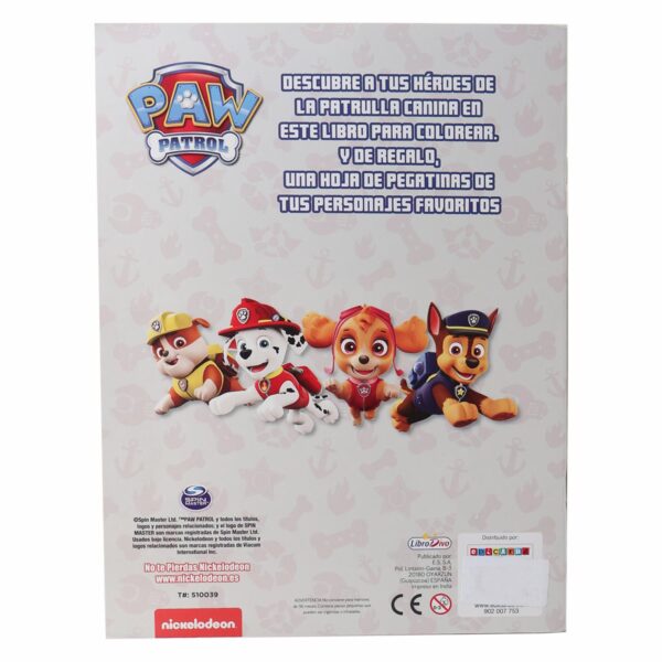 Libro Paw Patrol Color Con Pegatinas Pasta Gris LIBRO DIVO 15 Páginas - Imagen 2
