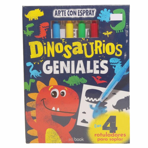 Libro Set Arte Con Espray Dinosaurios Geniales EDIBOOK 48 Páginas