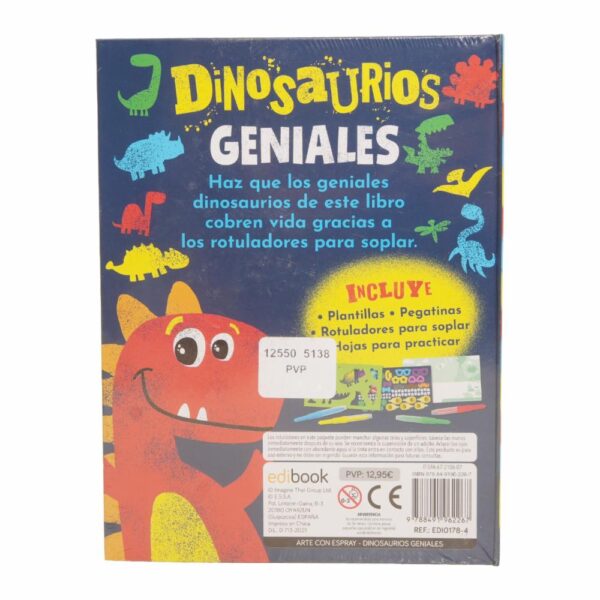 Libro Set Arte Con Espray Dinosaurios Geniales EDIBOOK 48 Páginas - Imagen 2