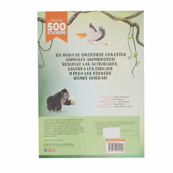 Libro Colorea Y Juega 500 Stickers De Animales EL GATO DE HOJALATA 25 Páginas - Imagen 2