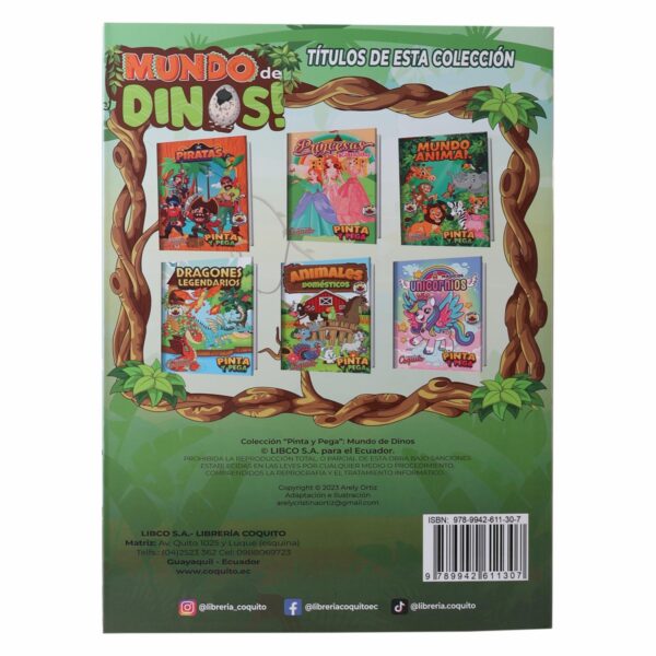Libro Pinta Y Pega Mundo De Dinos COQUITO 25 Páginas - Imagen 2