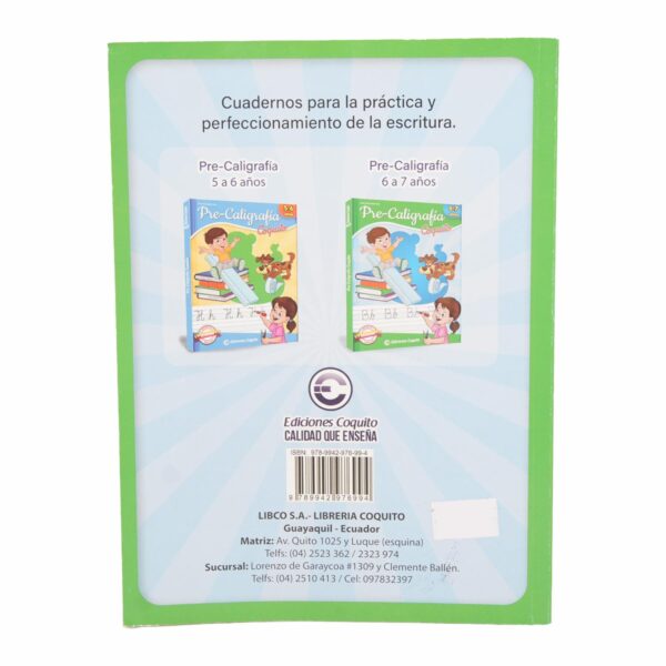 Libro Pre Caligrafía 6-7 Anos COQUITO 36 Páginas - Imagen 2