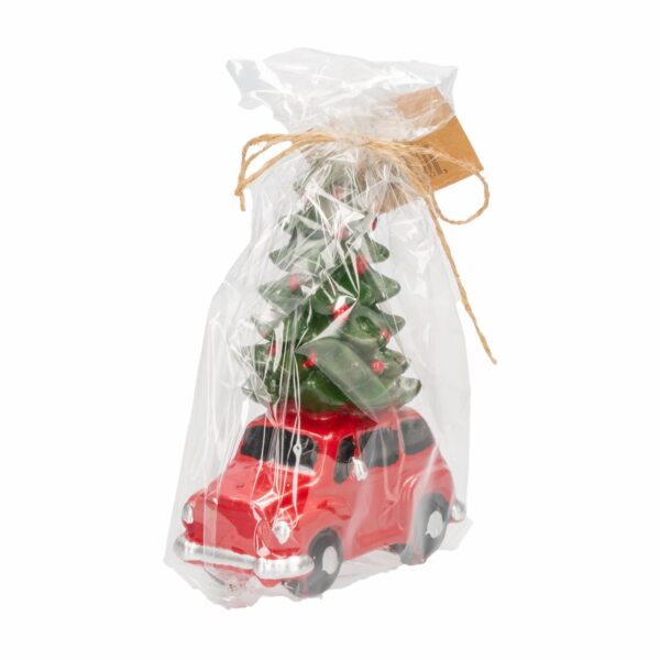 Vela Navideña Diseño Carro Con Árbol JOY Unidad