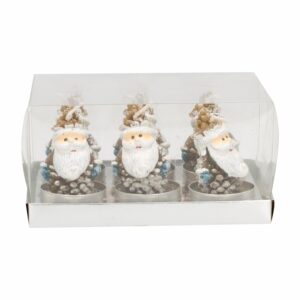 Set Velas Navideñas Con Diseños Santa Color Plata JOY Unidad