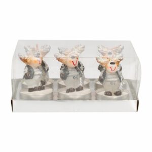 Set Velas Navideñas Con Diseños Reno Color Plata JOY Unidad