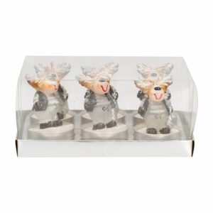 Set Velas Navideñas Con Diseños Reno Color Plata JOY Unidad