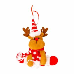 Colgante De Reno Navideño Colección Rojo Con Blanco JOY 12,5 Cm
