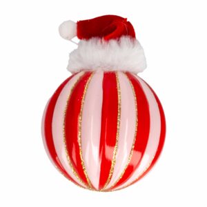 Esfera Navideña Caramelo Rojo Blanco Con Gorro JOY Unidad