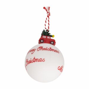 Esfera Navideña Blanca Diseño  Merry Christmas JOY Unidad