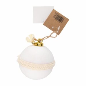 Esfera Navideña Blanca Con Cinta Trenzada JOY Unidad