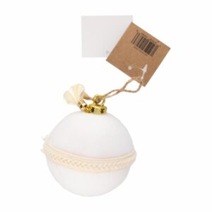 Esfera Navideña Blanca Con Cinta Trenzada JOY Unidad