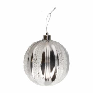 Esfera Navideña Caramelo Con Brillos Plata JOY Unidad