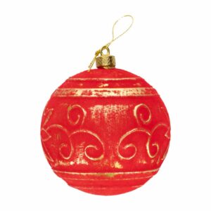 Esfera Navideña Dorada Con Copo De Nieve Rojo JOY Unidad