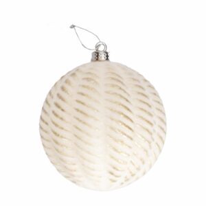 Esfera Navideña Blanca Líneas Caramelo JOY Unidad