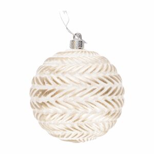 Esfera Navideña Blanca Con Línea JOY Unidad