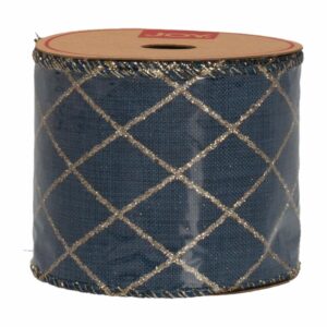 Cinta Navideña Azul Con Brillo Dorado JOY Unidad