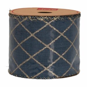 Cinta Navideña Azul Con Brillo Dorado JOY Unidad