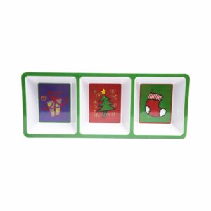 Bandeja Navideña Colección Árbol De 3 Servicios JOY 38,1 X 15,24 Cm