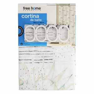 Cortina De Baño Con Anillos Figuras Y Frases FREE HOME 180X180 CM