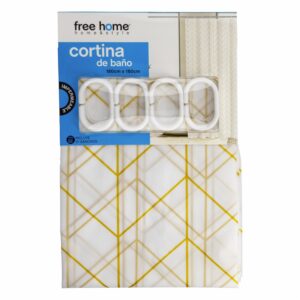Cortina De Baño Con Anillos Dorados FREE HOME 180X180 CM