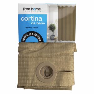 Cortina De Baño Café Con Aros FREE HOME 180X180 CM