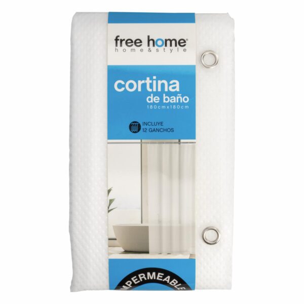 Cortina De Baño Básica Con Relieve Transparente FREE HOME 180X180 CM