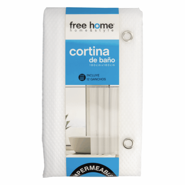 Cortina De Baño Básica Con Relieve Transparente FREE HOME 180X180 CM - Imagen 2