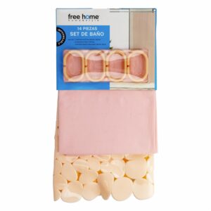 Set De Baño Cortina+Antideslizante Gris Claro FREE HOME 2 Piezas